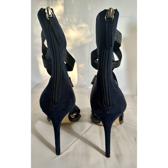 Daya by Zendaya Women Blue Denim Caged Heels Elastic Straps Open Toe Size 10 - Picture 3 of 8